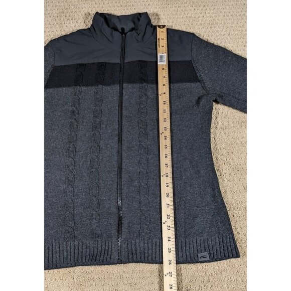KJUS Women's XL Vail Jacket Full Zip Cable Knit Merino Wool Blend Athletic Black - Picture 10 of 11